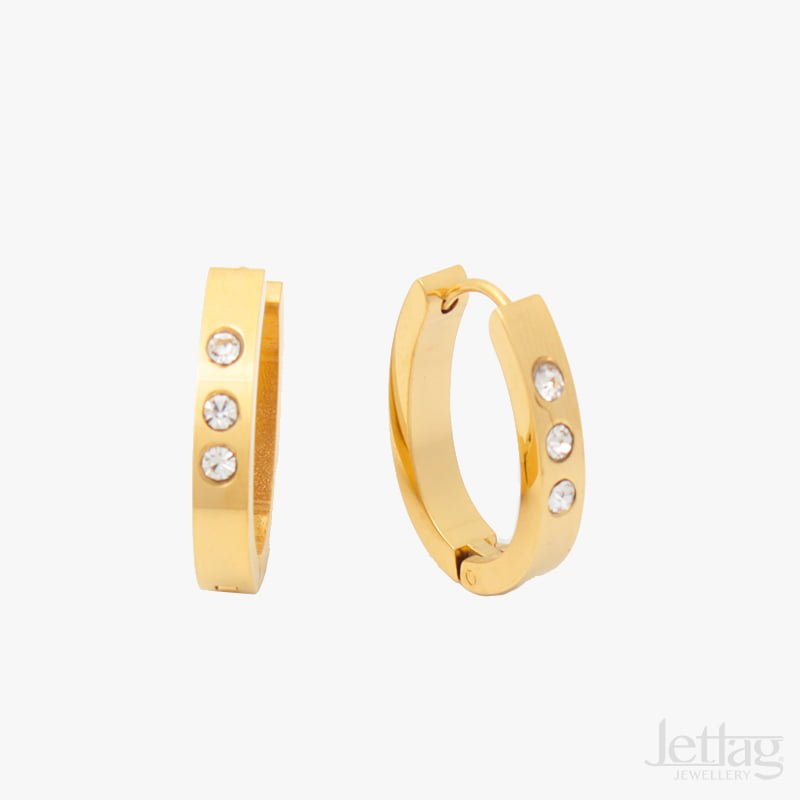 BRINCO DOURADO EM FORMATO DE ARGOLA COM BRILHO