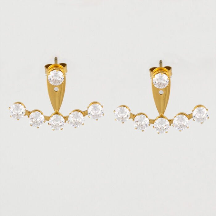 BRINCO EM AÇO DOURADO COM ZIRCONIAS