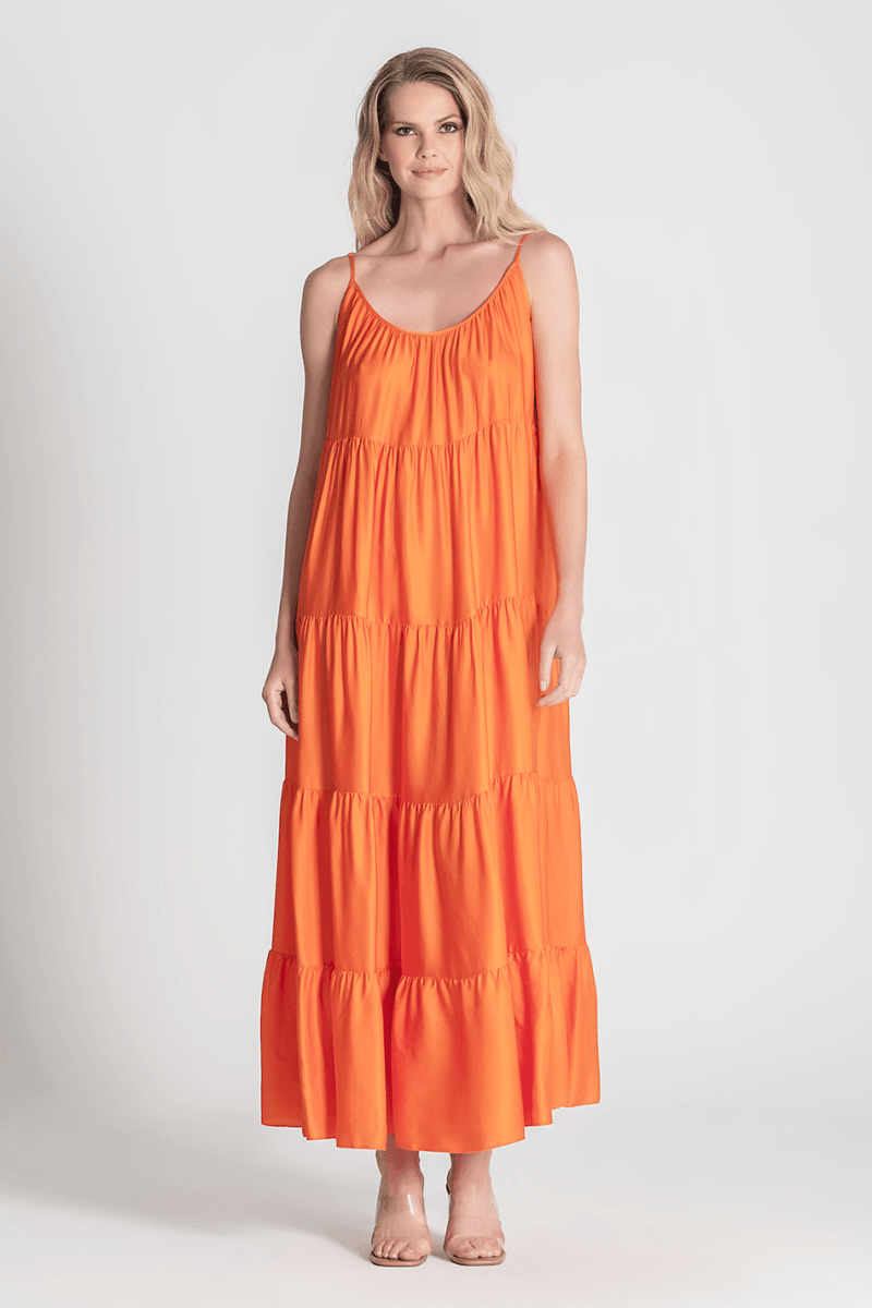 VESTIDO  ACETINADO COMPRIDO COM ALÇAS FINAS