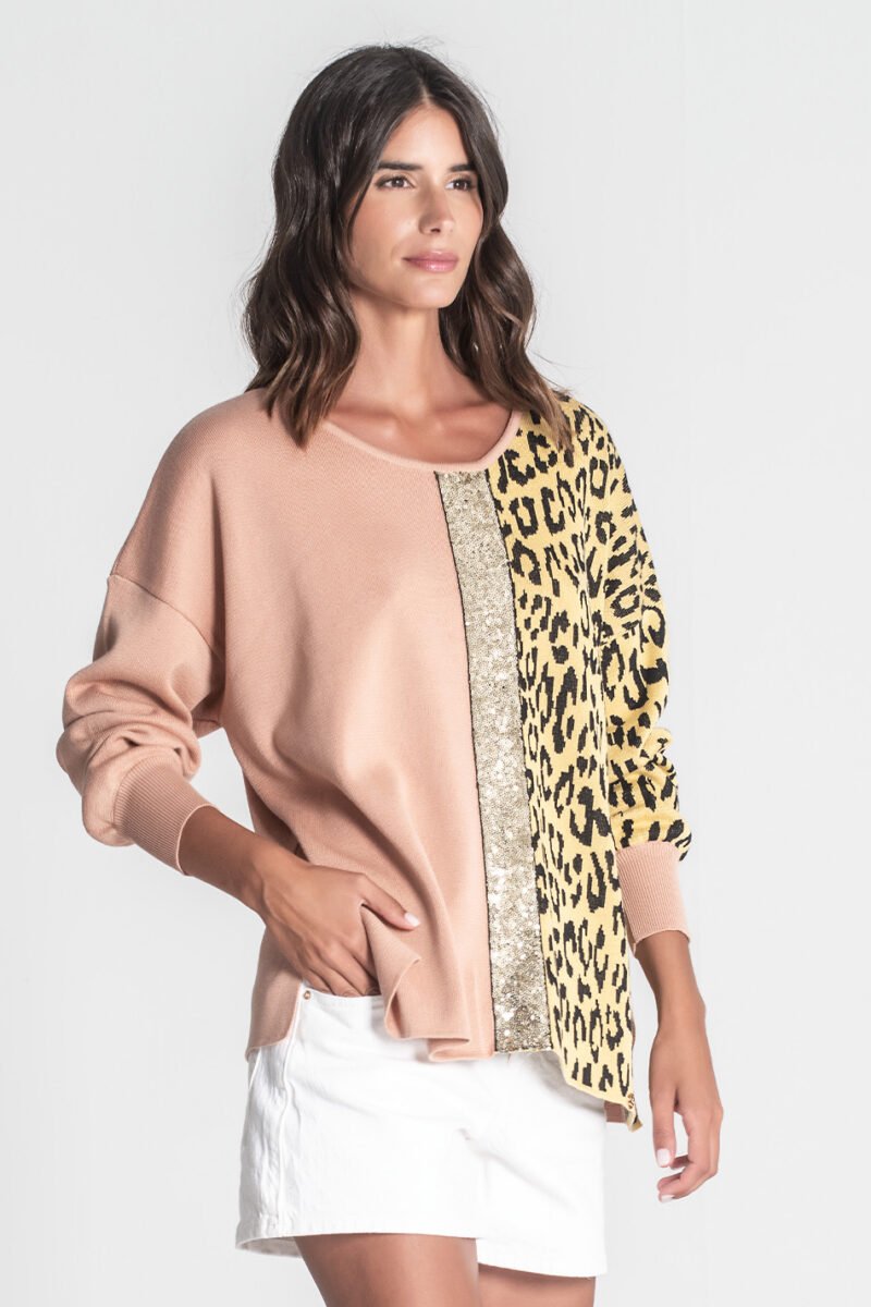 CAMISOLA COM ESTAMPADO E LANTEJOULAS