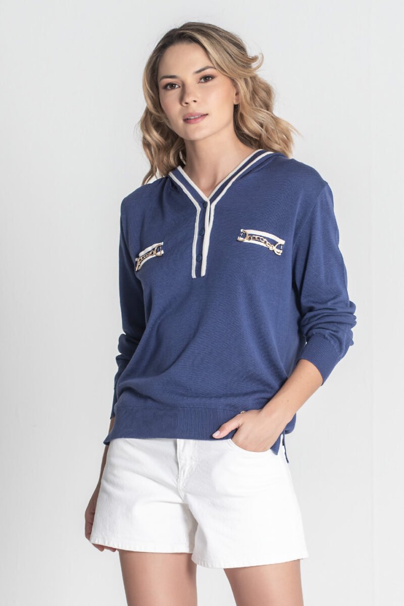 CAMISOLA DE MALHA COM CAPUZ