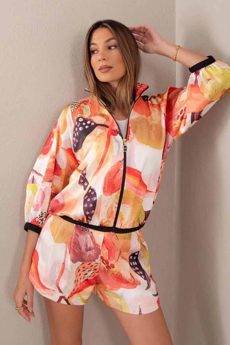 CASACO ACETINADO ESTAMPADO
