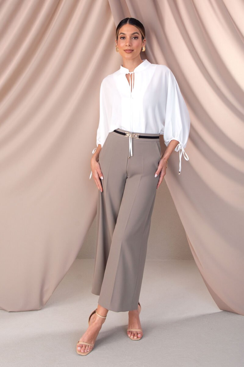 CALÇA CULOTTE COM CINTO METÁLICO