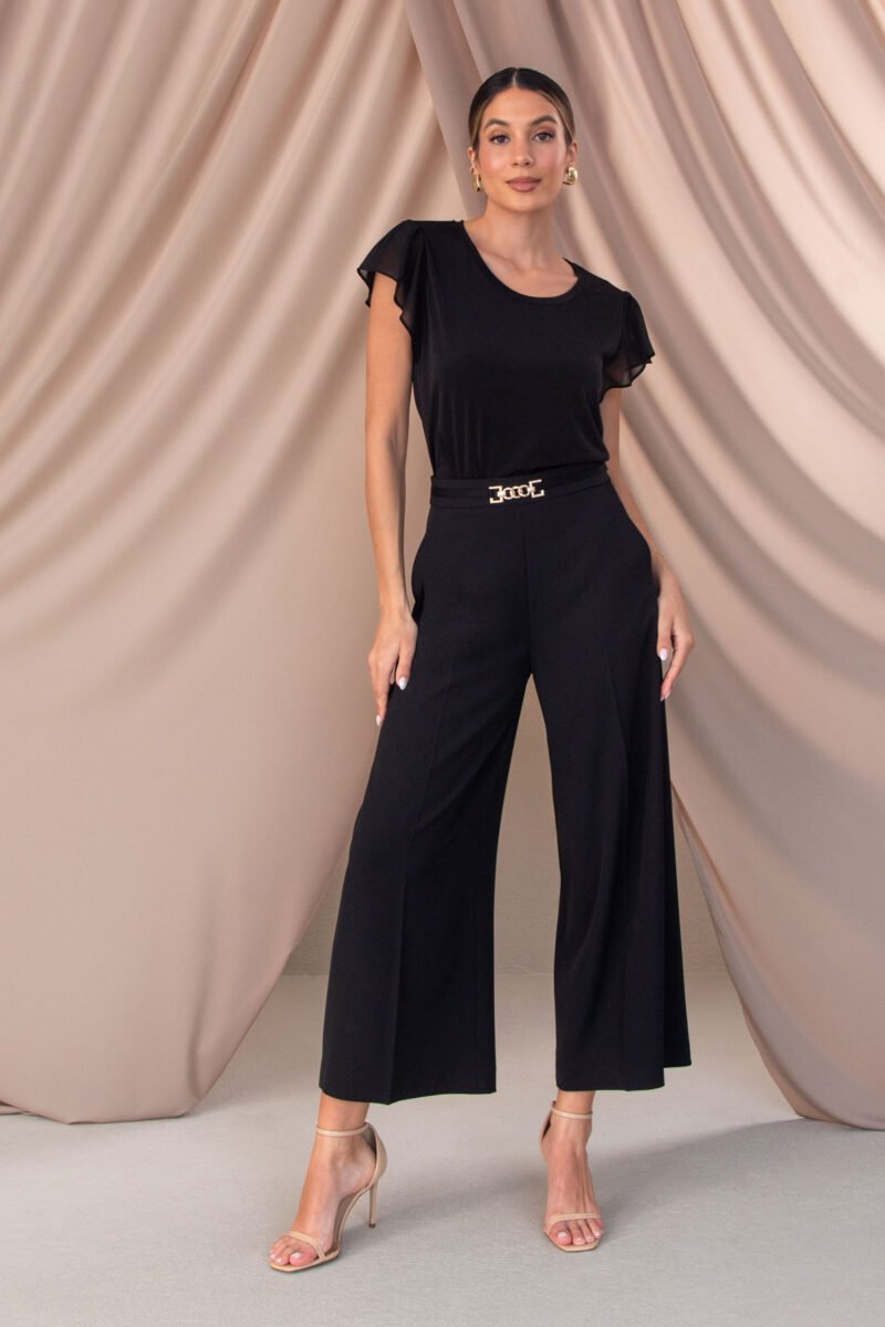 CALÇA CULOTTE COM CINTO METÁLICO