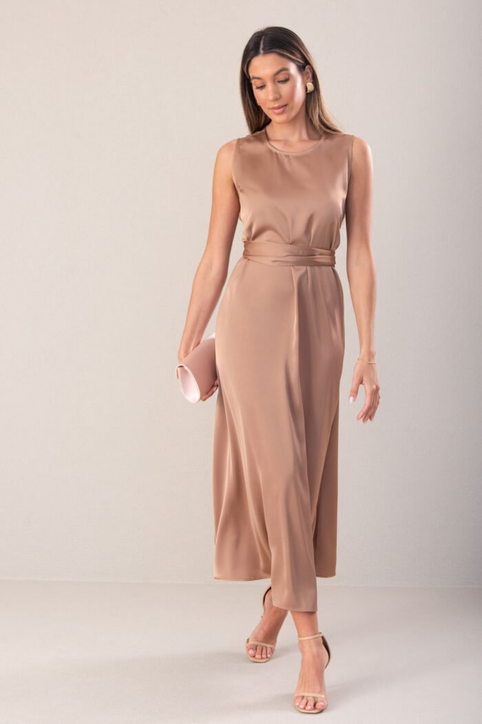 VESTIDO CLÁSSICO MIDI ACETINADO - Image 3