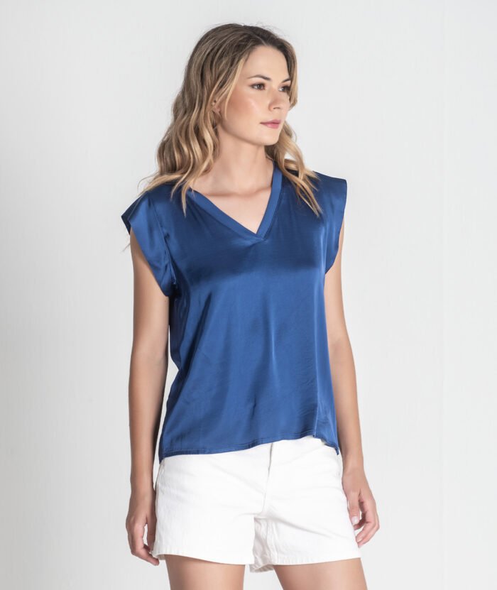 BLUSA ACETINADA COM DECOTE EM V - Image 2