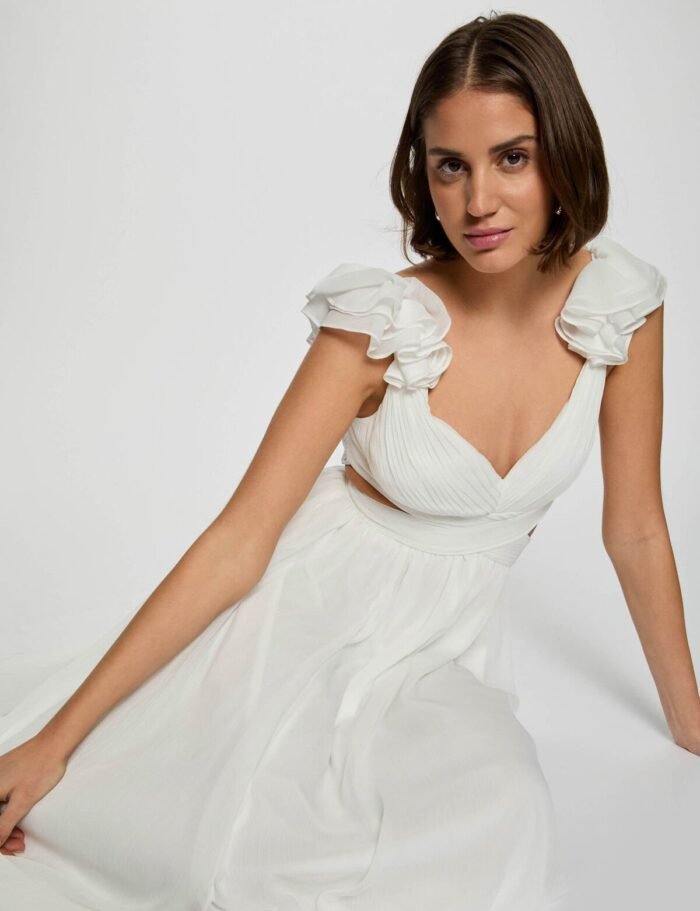 VESTIDO COMPRIDO COM FOLHOS
