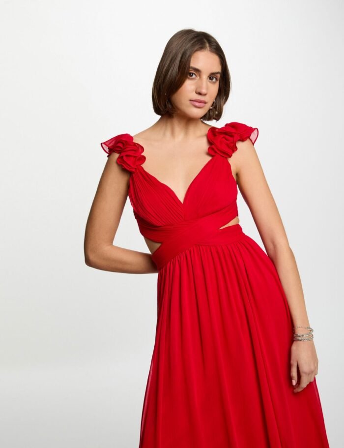 VESTIDO COMPRIDO COM FOLHOS